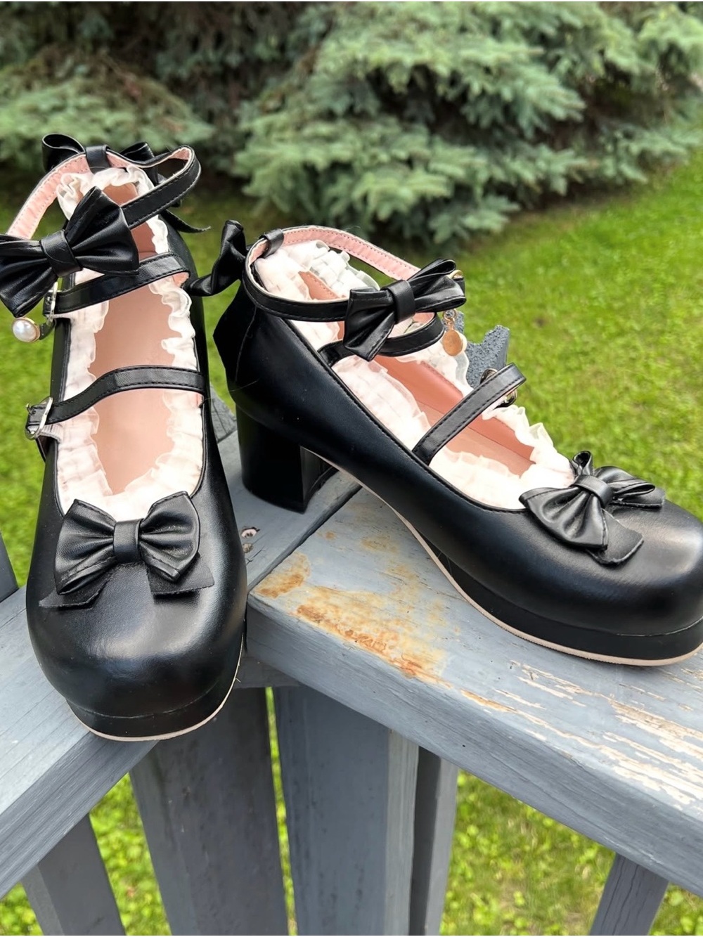 Black Bow Mary Jane Heels - Women